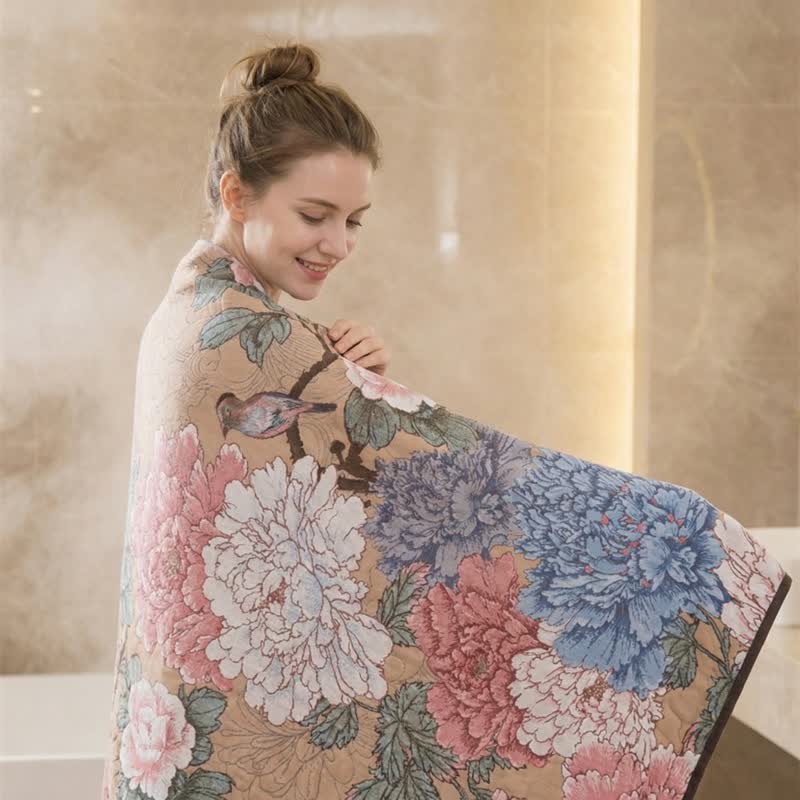 Luxurious Peony Cotton Gauze Bath Towel - image 3