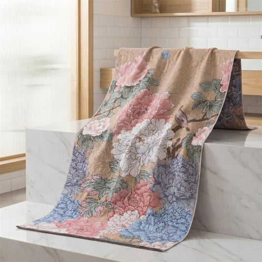 Luxurious Peony Cotton Gauze Bath Towel - image 1