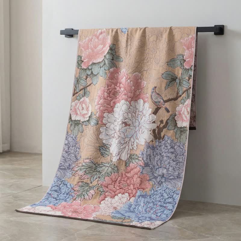 Luxurious Peony Cotton Gauze Bath Towel - image 2
