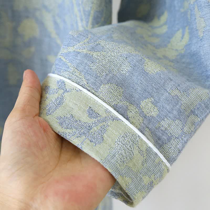 Eastern-Inspired Floral Cotton Pajama Set - image 5