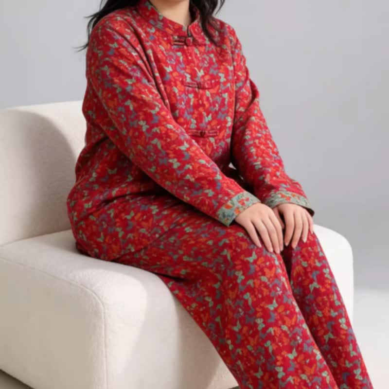 Plus Size Eastern-Inspired Butterfly Cotton Pajama Set - image 2
