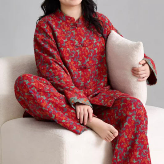 Plus Size Eastern-Inspired Butterfly Cotton Pajama Set - image 1