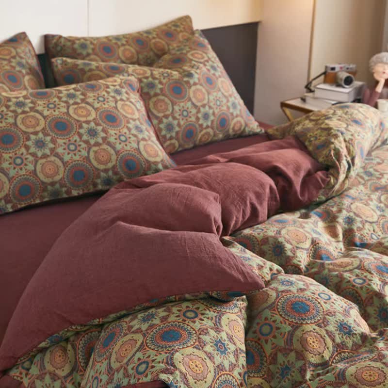 Vintage Medallion Jacquard Cotton Double Gauze Bedding - image 3