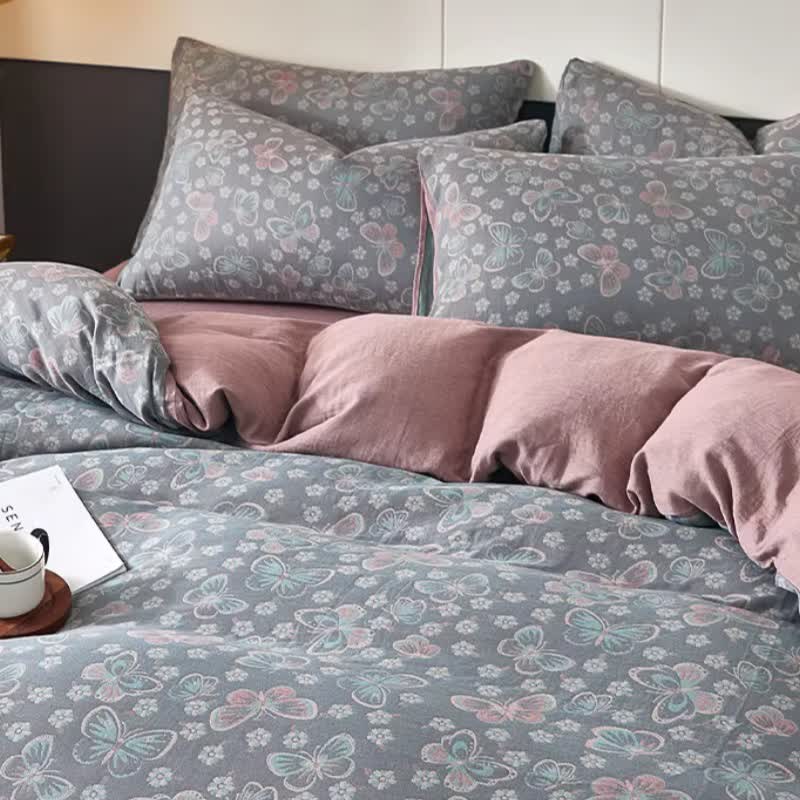 Butterfly & Floral Cotton Double Gauze Bedding - image 3