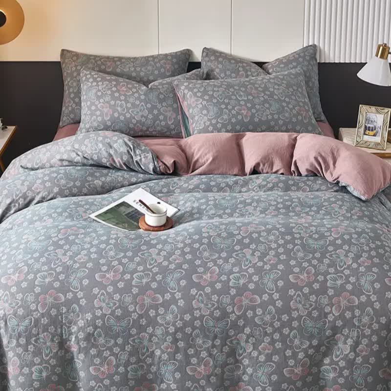 Butterfly & Floral Cotton Double Gauze Bedding - image 1