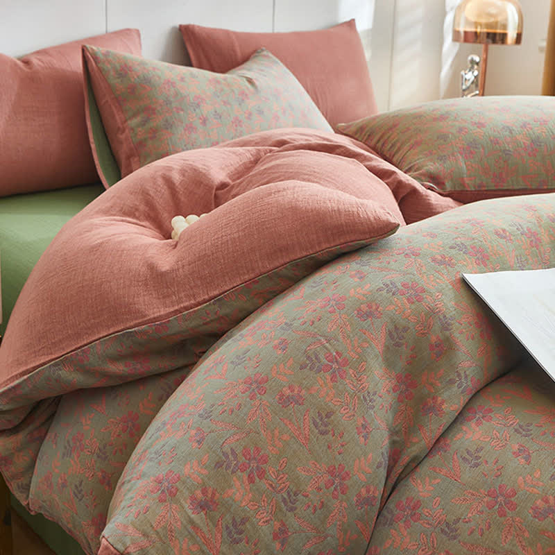 Cottage Floral & Leaf Cotton Double Gauze Bedding - image 2