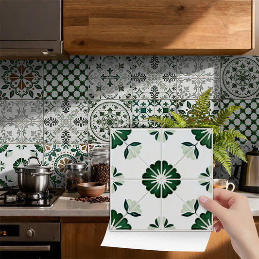 Green & White Peel and Stick Wall Sticker (24PCS) - image 0