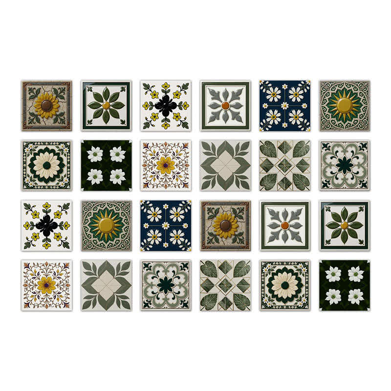 Sun & Floral Peel and Stick Wall Sticker (24PCS) - 7.87" x 7.87" - image 8