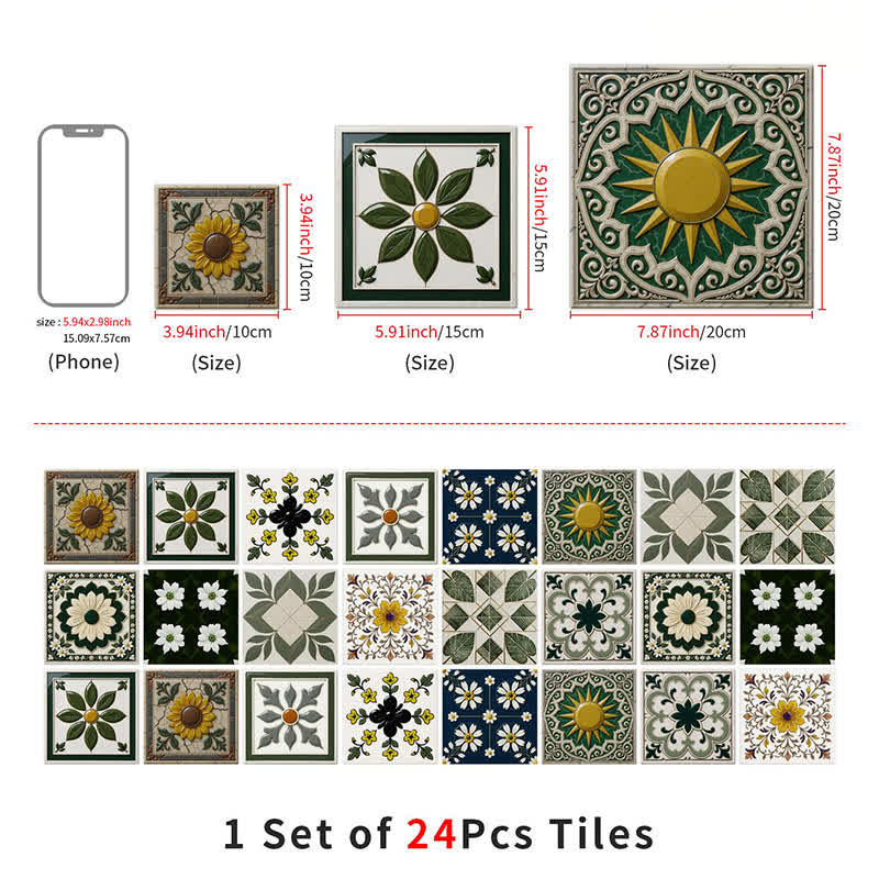 Sun & Floral Peel and Stick Wall Sticker (24PCS) - image 10