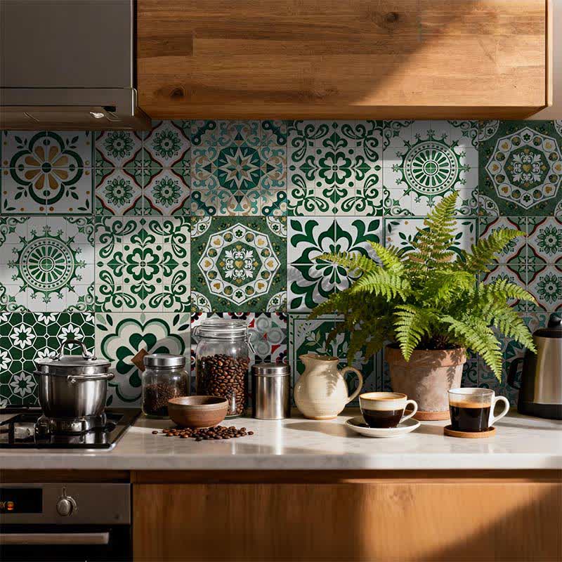Boho Green Peel and Stick Wall Sticker (24PCS) - image 1