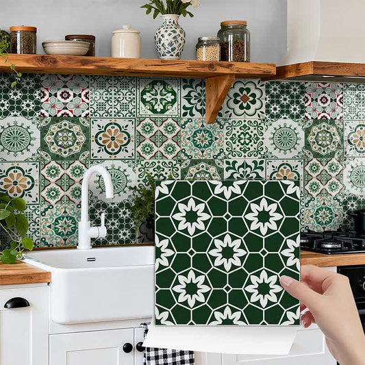 Boho Green Peel and Stick Wall Sticker (24PCS) - image 0