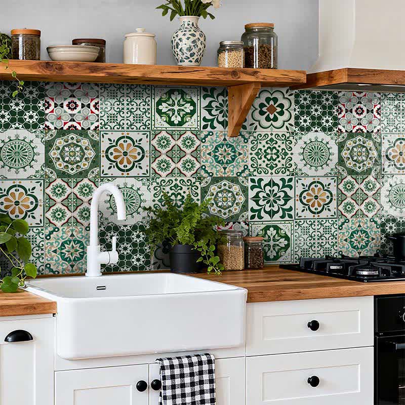 Boho Green Peel and Stick Wall Sticker (24PCS) - image 3