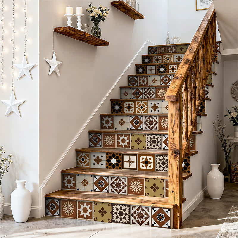 Brown Geometric Peel and Stick Wall Sticker (24PCS) - image 4