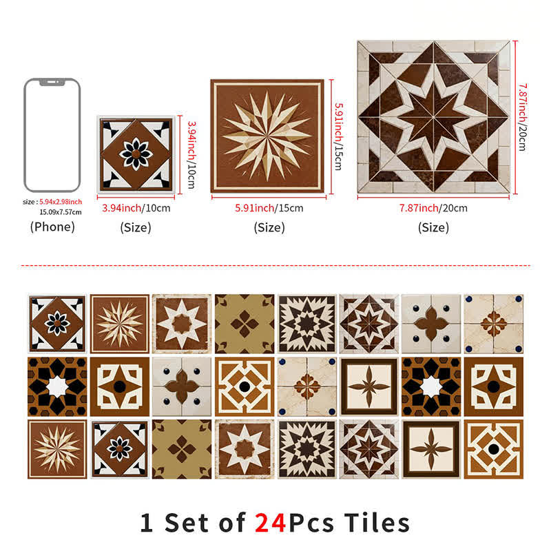 Brown Geometric Peel and Stick Wall Sticker (24PCS) - image 9