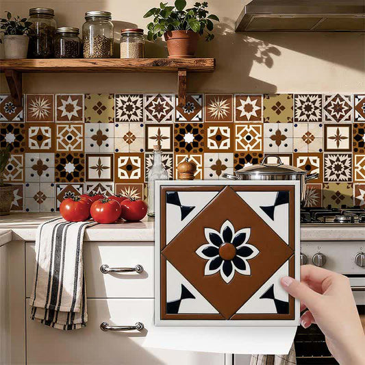 Brown Geometric Peel and Stick Wall Sticker (24PCS) - image 0