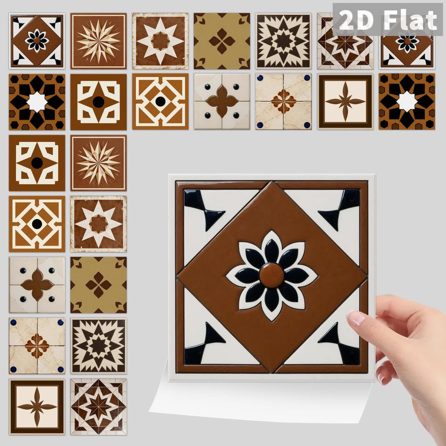 Brown Geometric Peel and Stick Wall Sticker (24PCS) - image 7