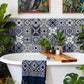 Retro Blue Peel and Stick Wall Sticker (24PCS) - image 3