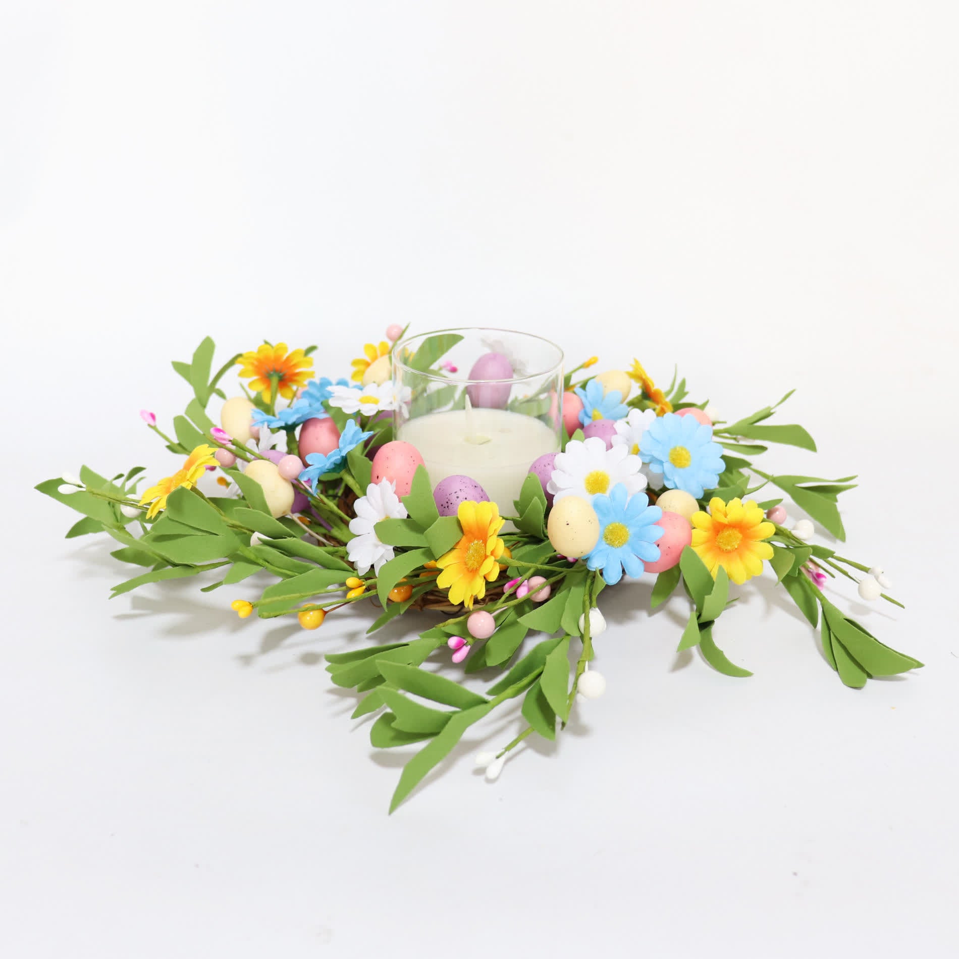Easter Egg Candle Ring Wreath with Wildflowers - image 4