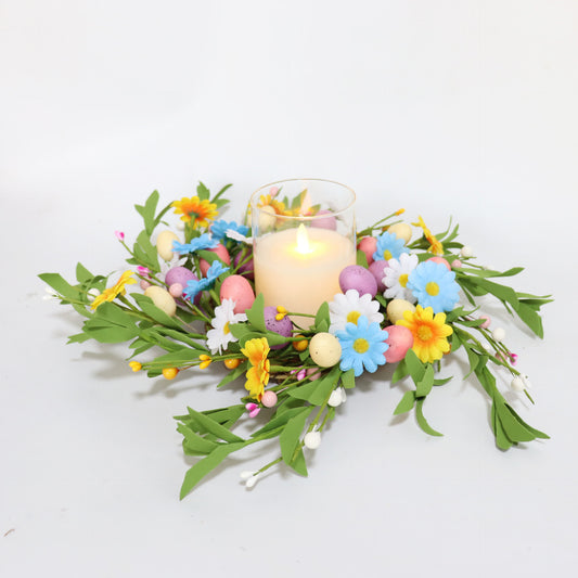 Easter Egg Candle Ring Wreath with Wildflowers - image 1