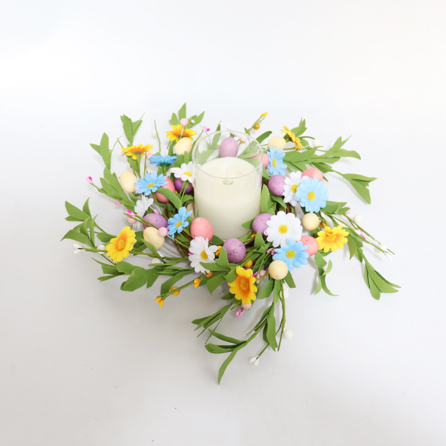 Easter Egg Candle Ring Wreath with Wildflowers - image 2