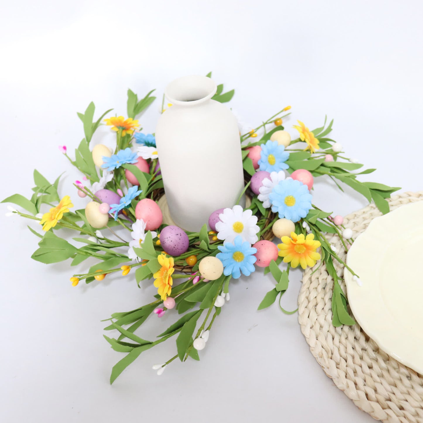 Easter Egg Candle Ring Wreath with Wildflowers - image 3