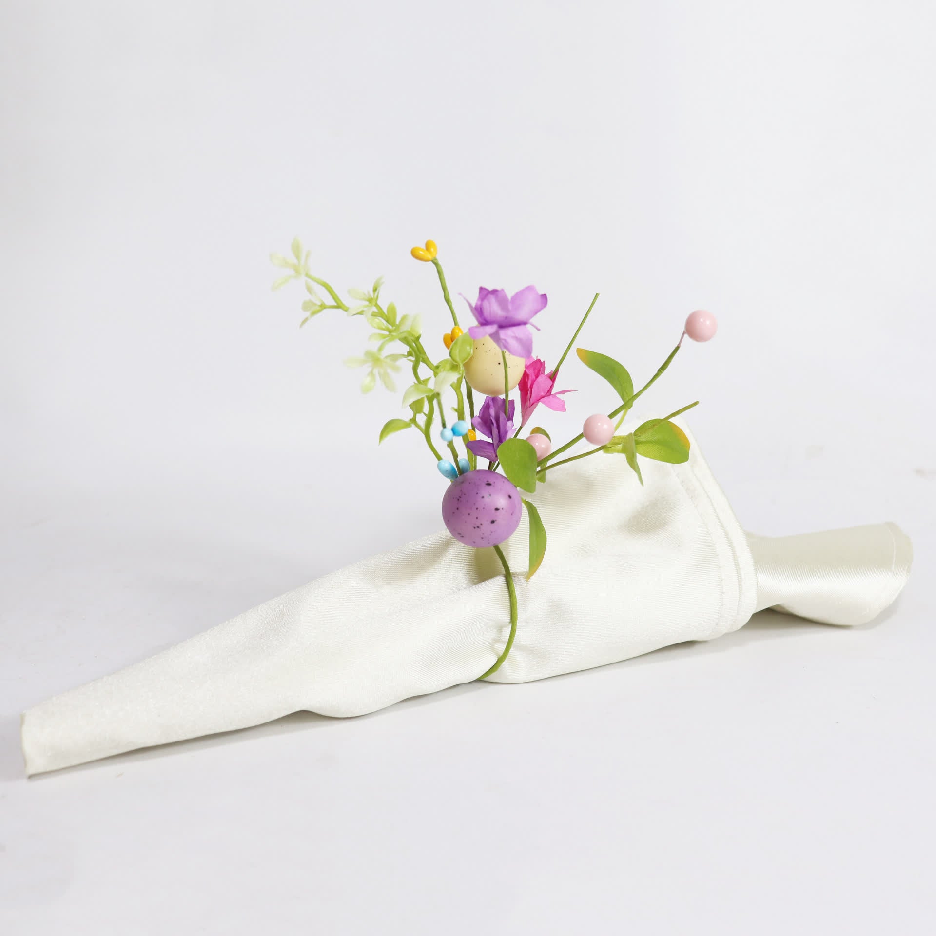 Easter Egg Faux Flower Napkin Rings Set - image 3