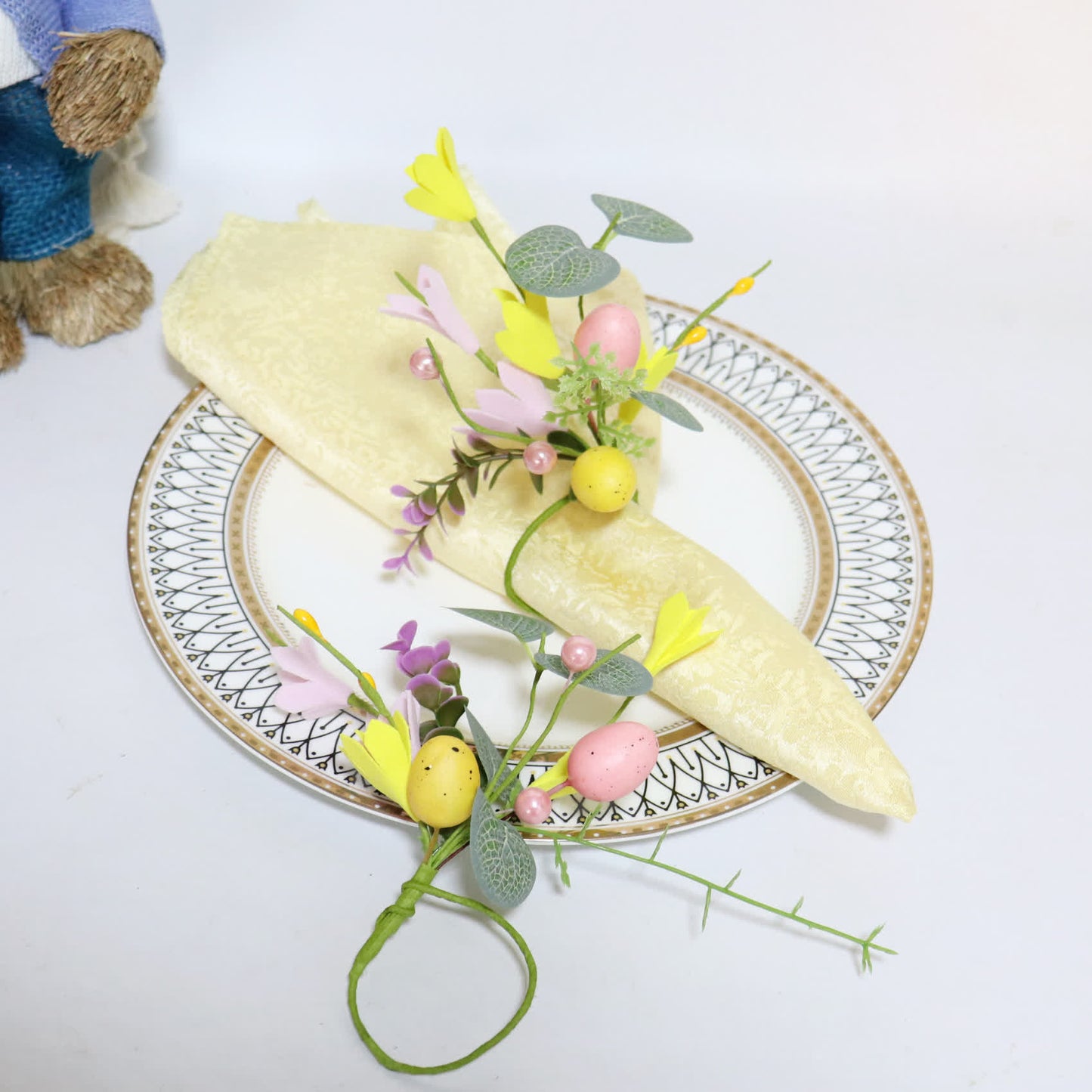 Easter Egg & Forsythia Spring Napkin Ring Set - image 2
