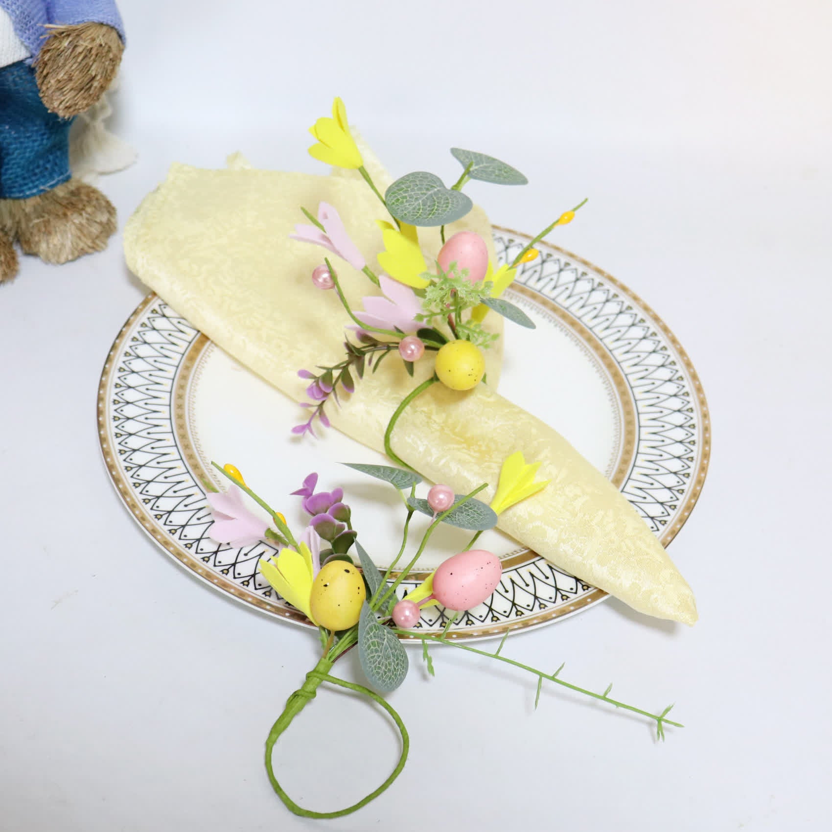 Easter Egg & Forsythia Spring Napkin Ring Set - image 2