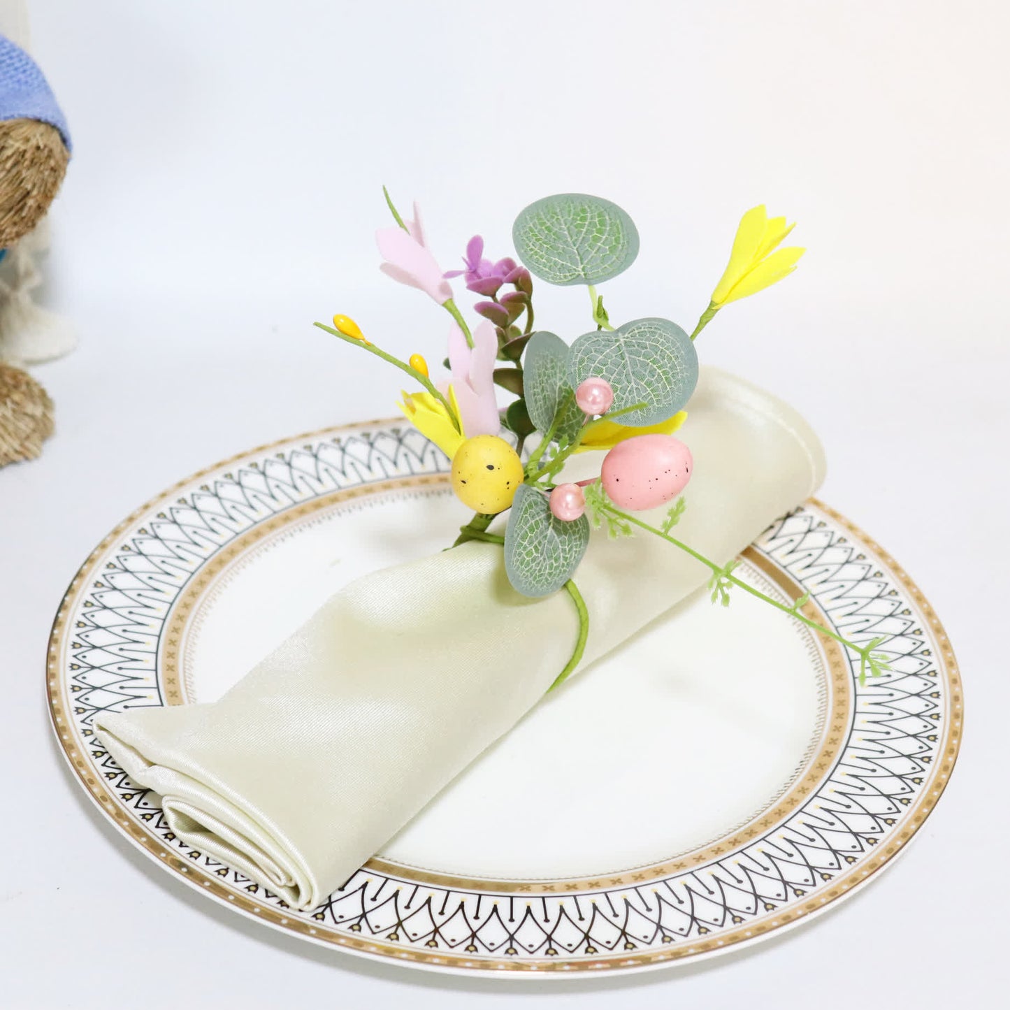 Easter Egg & Forsythia Spring Napkin Ring Set - image 4