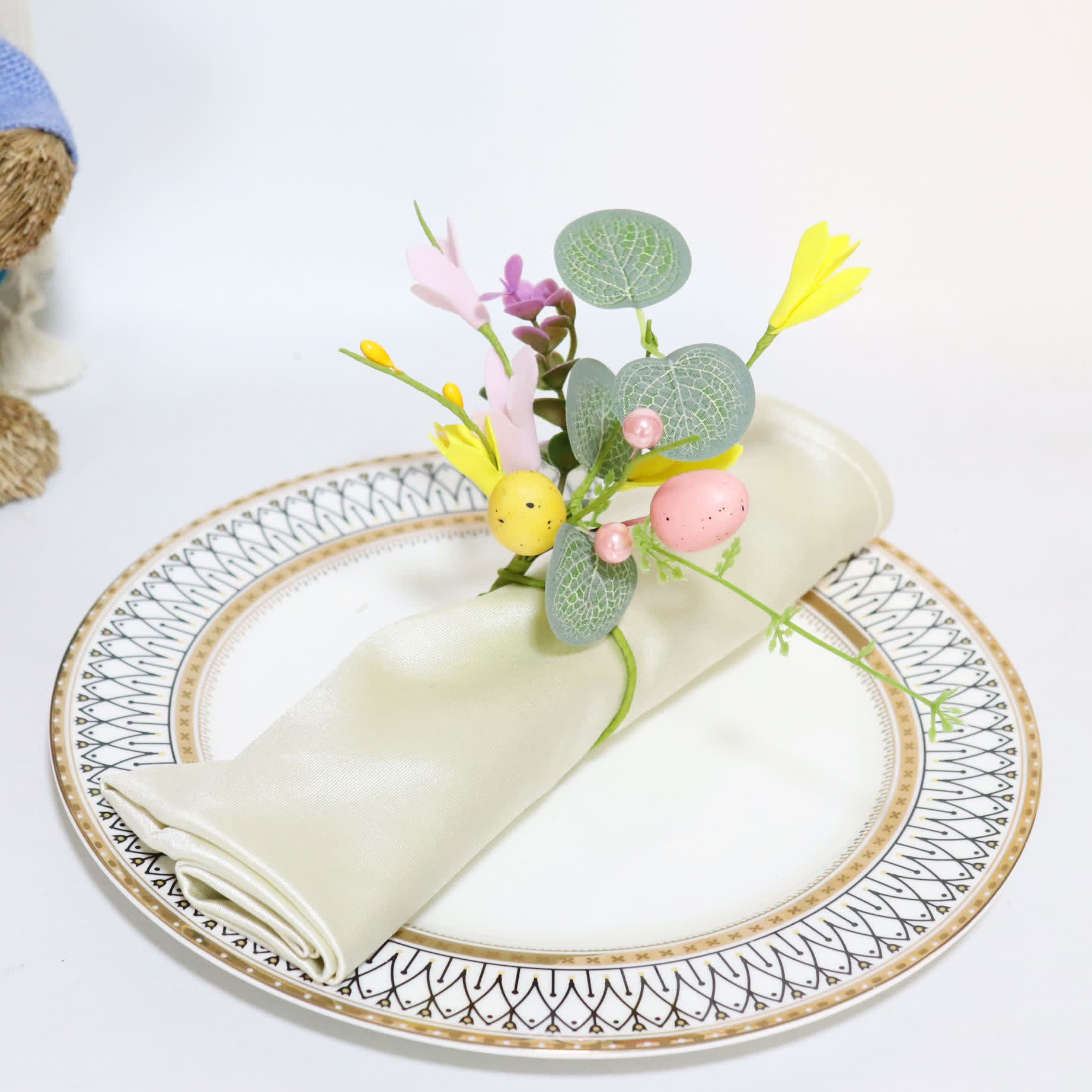 Easter Egg & Forsythia Spring Napkin Ring Set - image 4
