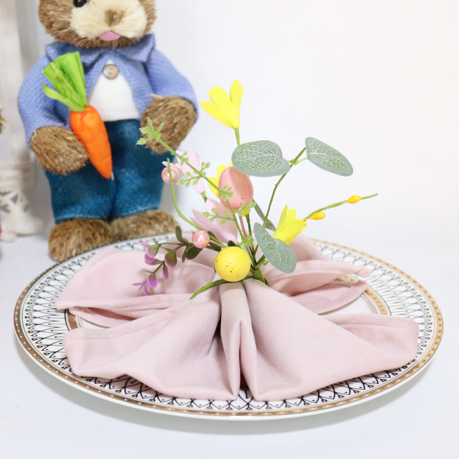 Easter Egg & Forsythia Spring Napkin Ring Set - image 1