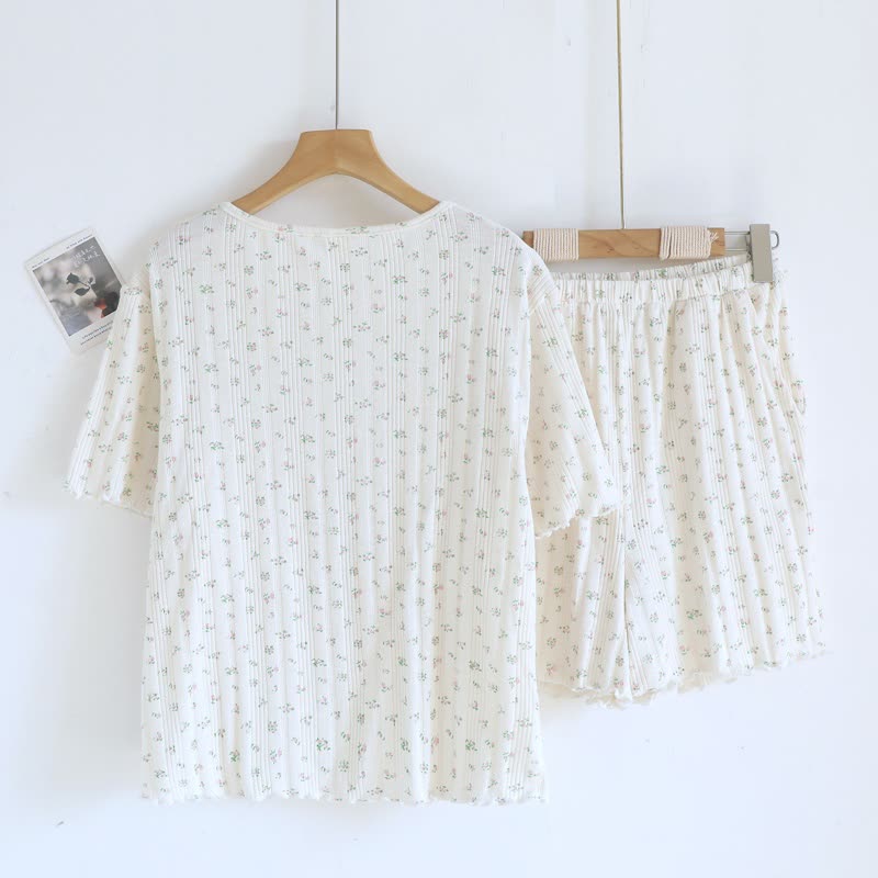 Pastoral Floral Cotton Jacquard Pajama Set - image 14