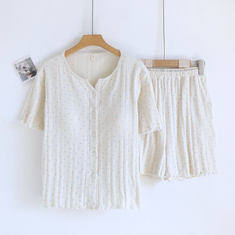 Pastoral Floral Cotton Jacquard Pajama Set - image 7