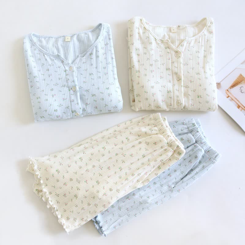 Pastoral Floral Cotton Jacquard Pajama Set - image 6