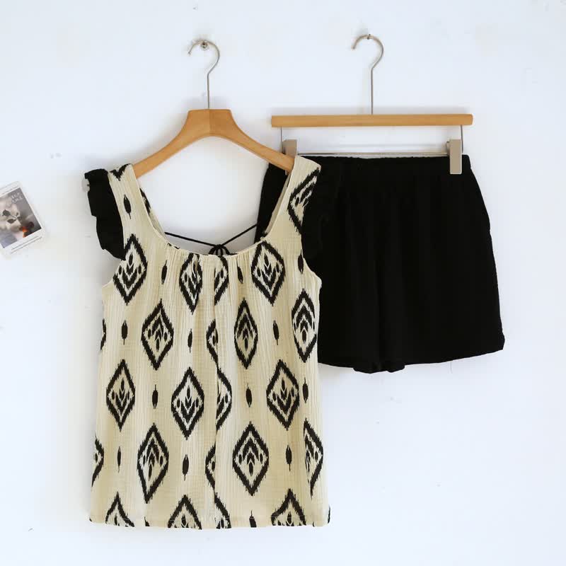 Boho Cotton Gauze Flutter Sleeve Pajama Set - image 2