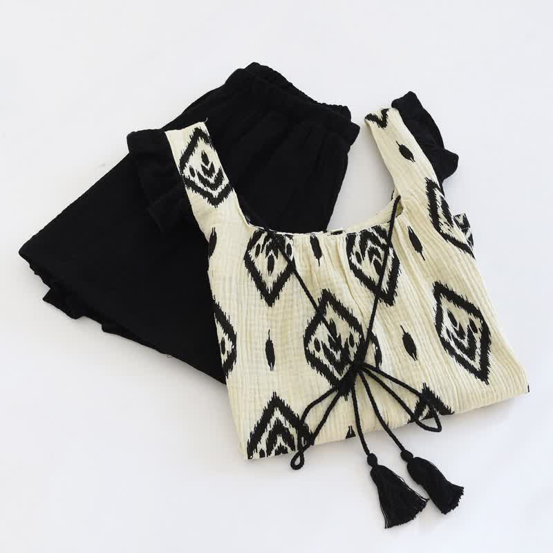 Boho Cotton Gauze Flutter Sleeve Pajama Set - image 1