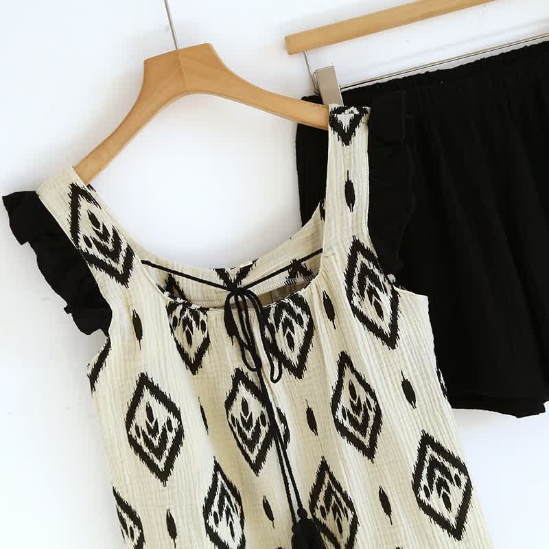 Boho Cotton Gauze Flutter Sleeve Pajama Set - image 3