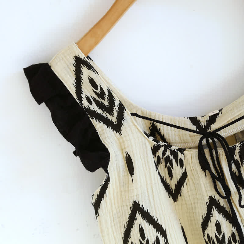 Boho Cotton Gauze Flutter Sleeve Pajama Set - image 5