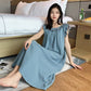 Ownkoti Plus Size Minimalist Cotton Ruffle Sleeveless Nightgown - Haze Blue - 5XL - image 5