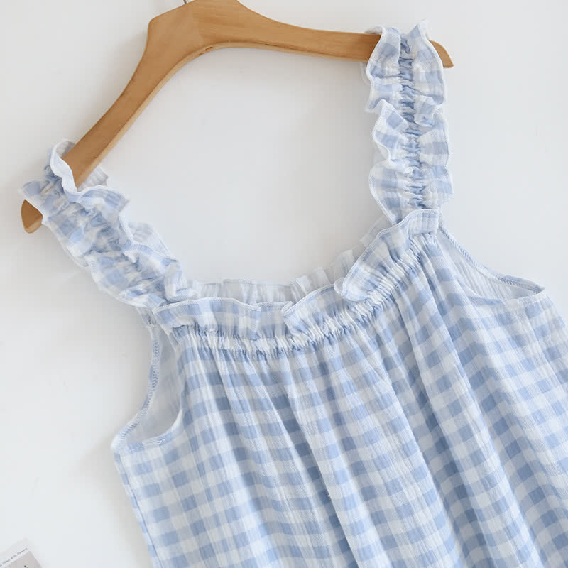 Cotton Ruffle Gingham Cami Nightgown - image 4