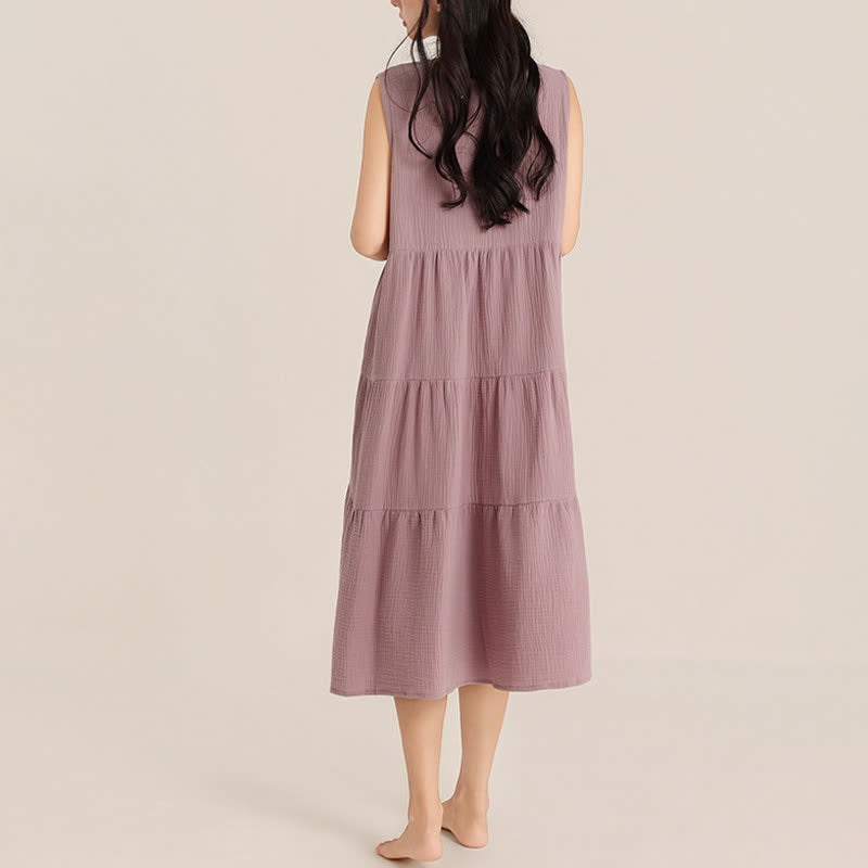 Minimalist Cotton Double Gauze Sleeveless Nightgown - image 3