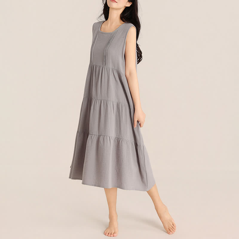 Minimalist Cotton Double Gauze Sleeveless Nightgown - image 10