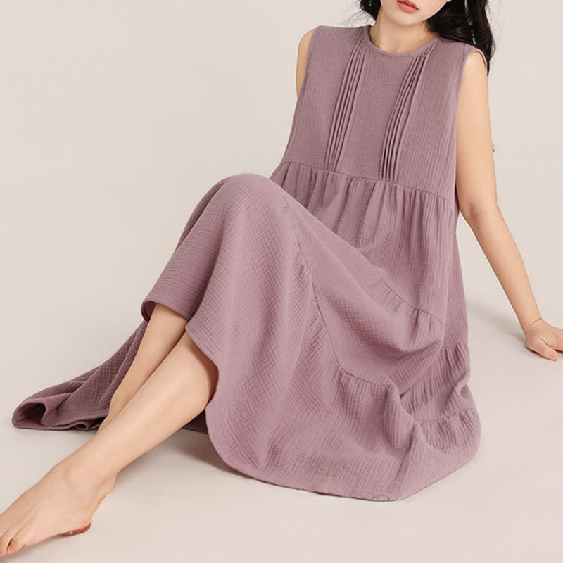 Minimalist Cotton Double Gauze Sleeveless Nightgown - image 4