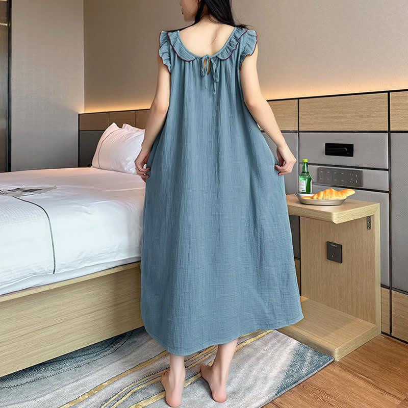 Plus Size Minimalist Cotton Ruffle Sleeveless Nightgown - image 8