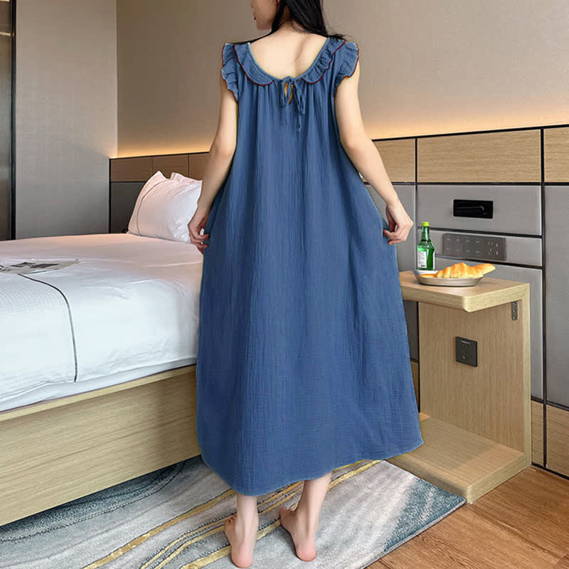 Plus Size Minimalist Cotton Ruffle Sleeveless Nightgown - image 23