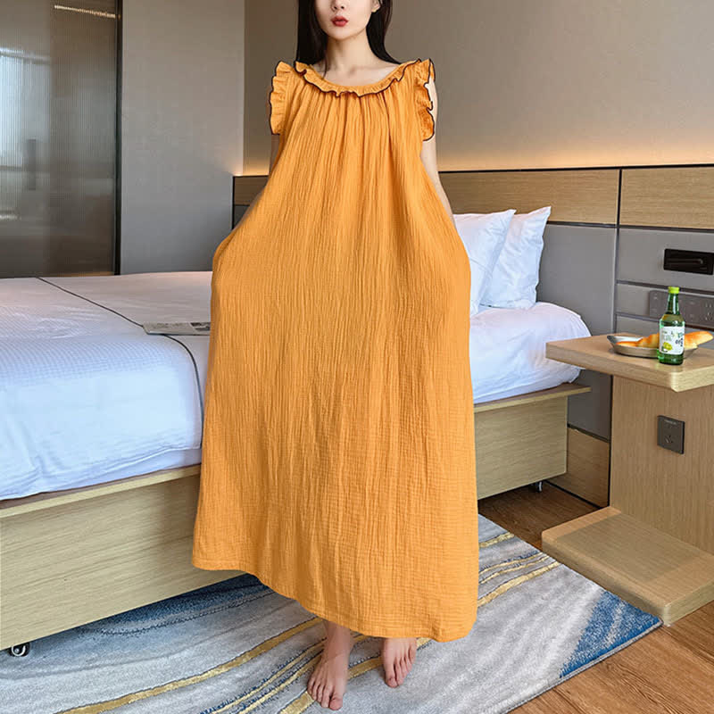 Plus Size Minimalist Cotton Ruffle Sleeveless Nightgown - image 13