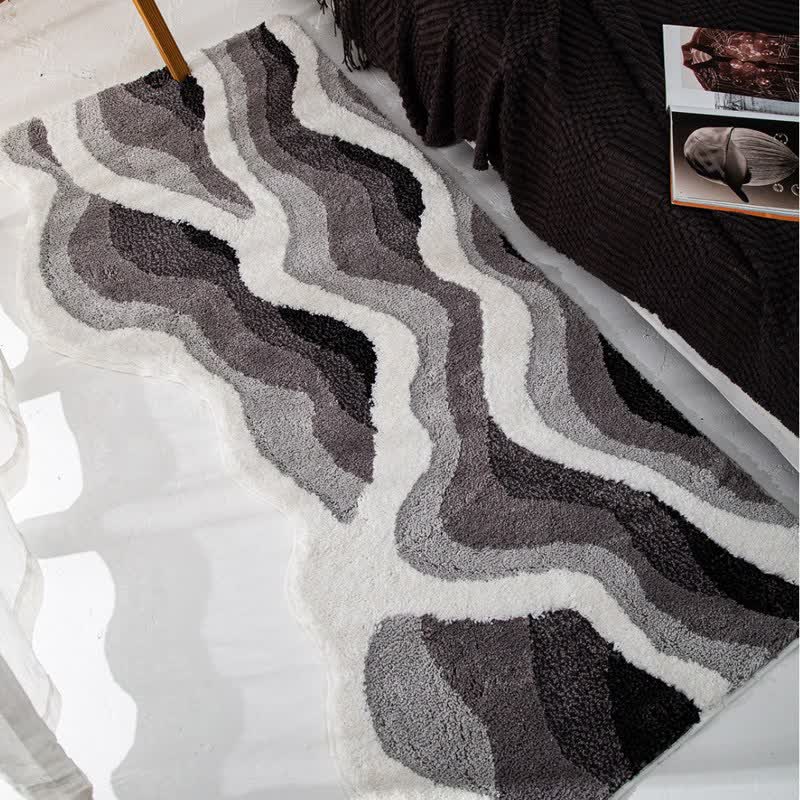 3D Coastal Wave Flocked Rug - Gray - 31"W x 63"L - image 5