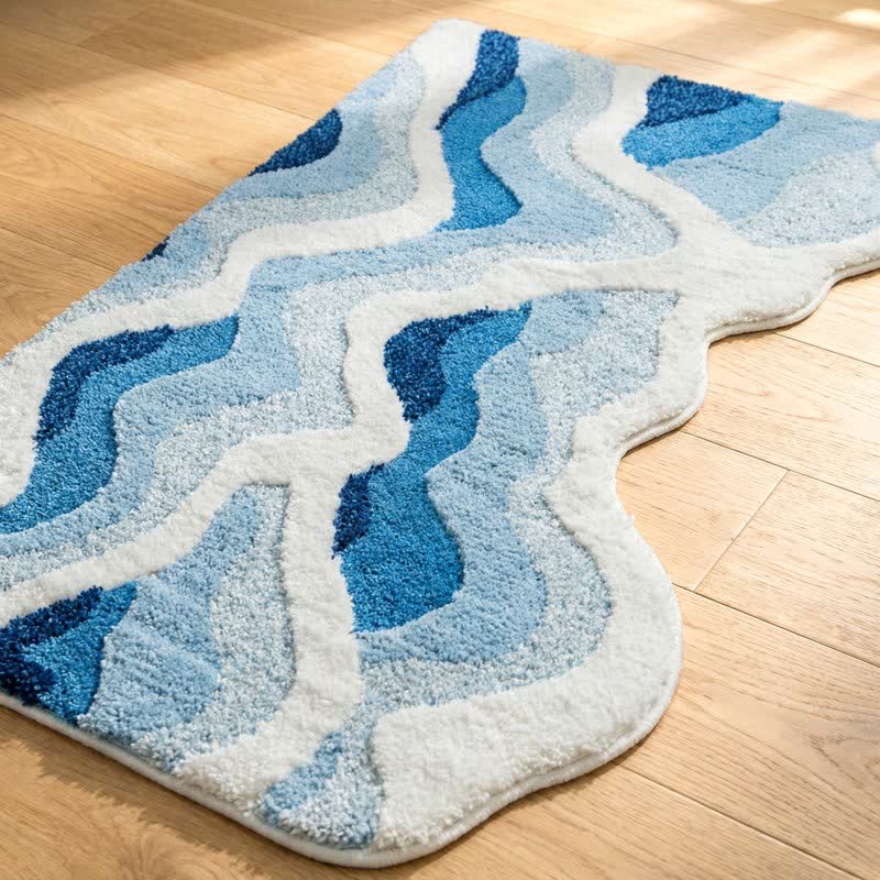3D Coastal Wave Flocked Rug - image 3
