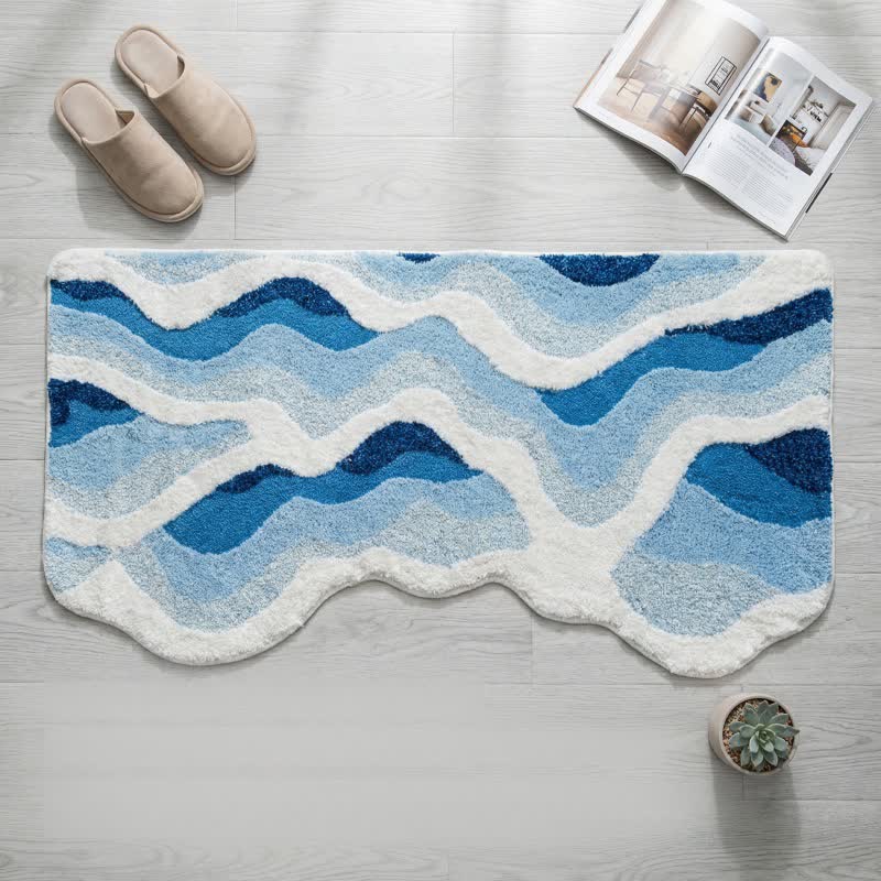 3D Coastal Wave Flocked Rug - image 4