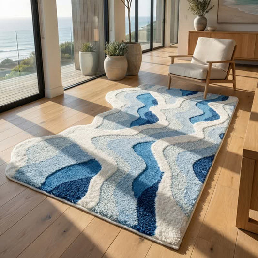 3D Coastal Wave Flocked Rug - image 1